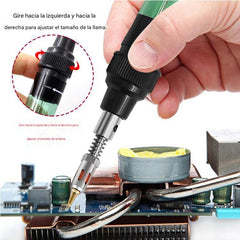 💥【 incluye cuerpo principal + 3 * conectores】🧰Pequeño soldador de gas portátil 4 en 1 herramienta de soldadura