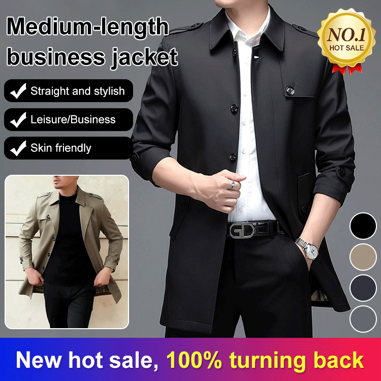 🔥【Especiales de otoño】【40-90 kg】Chaqueta cortavientos de estilo ejecutivo de longitud media