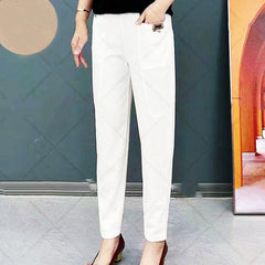 🔥【Ofertas especiales】【M-6XL】Pantalones casuales versátiles microelásticos de talla grande para mujer