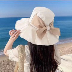 🎀☀️Sombrero de sol de ala ancha con lazo