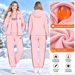 🔥【pantalón + suéter + chaqueta】Nuevo conjunto deportivo y casual de otoño/invierno 2026, acolchado y grueso.