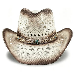 🤠 Sombrero Vaquero de Paja con Diseño Hueco – Estilo Western Clásico, Tejido en Papel, Unisex y Moderno 🌵✨