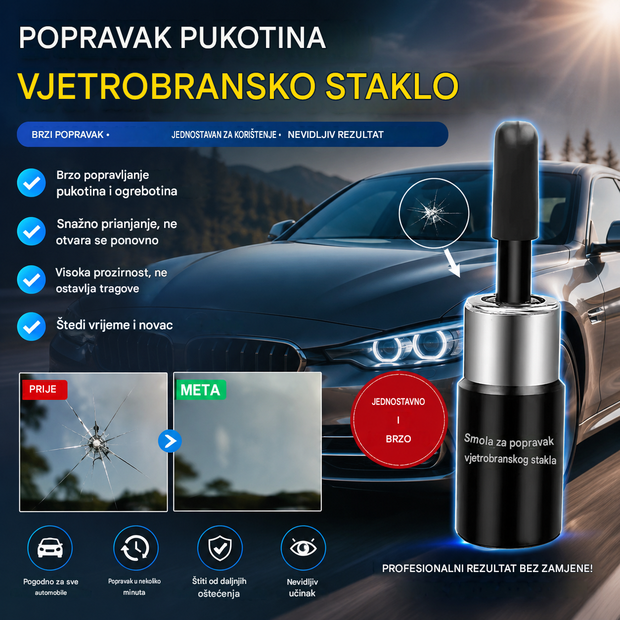 🔥【Kupi 1, dobi 1 gratis】🚗 Tekućina za popravak pukotina, ljepilo za uklanjanje ogrebotina i pukotina