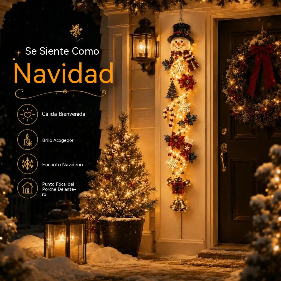 🎄 Božični okraski za vrata MerryCascade z osvetlitvijo | 6 prazničnih dizajnov, topla svetloba, 3D detajli in navpični dizajn, ki prihrani prostor ✨