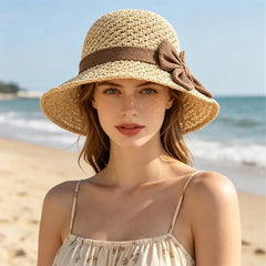 ☀️🎀Elegante sombrero francés con lazo: protección solar y sombra.