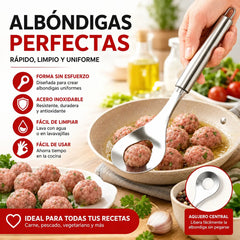 🍖 【2 unidades por 25 euros】Molde para albóndigas de acero inoxidable 304: ideal para hacer albóndigas de carne y pescado, ideal para cocinar en casa 🥄
