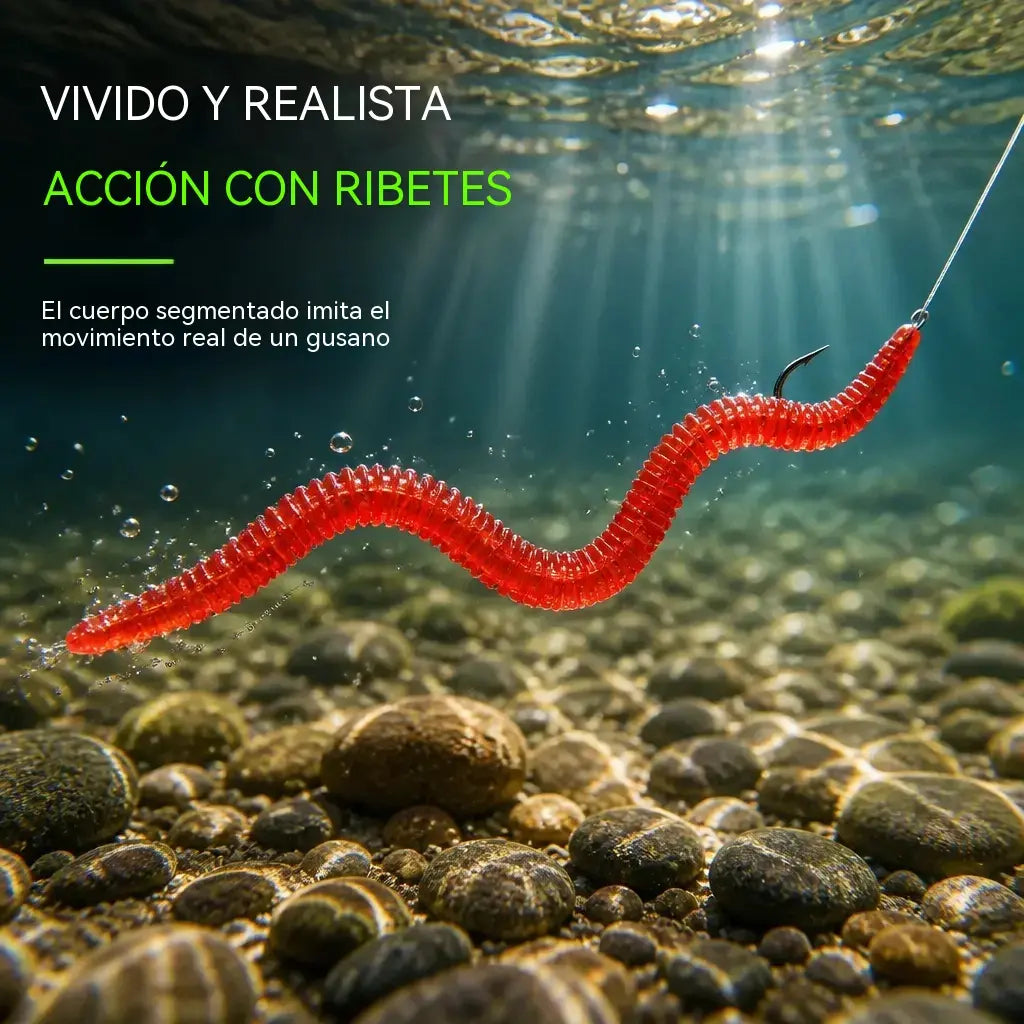 📢📢¡50% de descuento! 【Paquete de 100】⏰ Cebo suave realista con forma de lombriz de tierra, cebo artificial con sabor a camarón, apto para uso en agua dulce y salada.