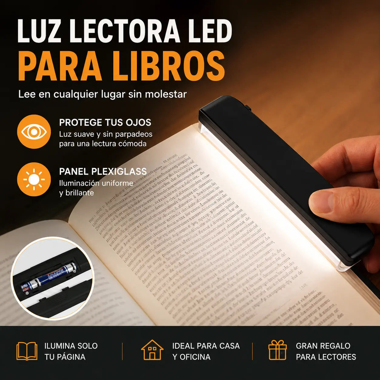 📜【Compre 1 y obtenga 1 gratis】💡Luz de lectura con visión nocturna y panel plano LED, luz de lectura que protege los ojos