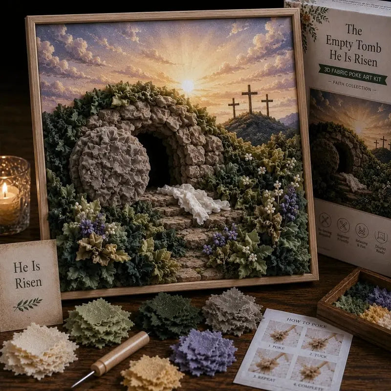 ✝️ Kit de Punch Needle 3D Cristiano – Bordado en Tela con Motivos de Fe, Manualidad Creativa Fácil para Adultos y Niños, Decora tu Hogar con Arte Textil 🧵🖼️✨