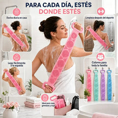 🔥2 piezas🔥🛁 Guante de Baño de Silicona de Doble Cara – Exfoliante Corporal Extra Largo para Limpiar Fácilmente la Espalda