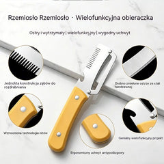 【Kup 1, drugi gratis (2 sztuki) 】 Wielofunkcyjna obieraczka kuchenna 3 w 1: obiera, kroi i otwiera butelki!
