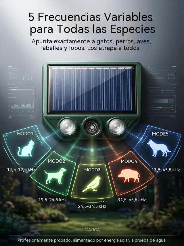 🔥【Oferta especial】🔥Repelente solar ultrasónico para animales para exteriores: puede ahuyentar pájaros y animales.