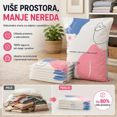 🧳【Set od 5 dijelova】💨 Velika, stlačiva vakuumska vrećica za pohranu: nije potrebna pumpa, nepropusna je i idealna za uštedu prostora u koferima i kod kuće ✈️