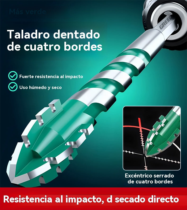 🔥【6+8+10+12mm】【10  piezas】Broca universal 4 filos: abre agujeros más rápidos, limpios y sin esfuerzo en todos los materiales.