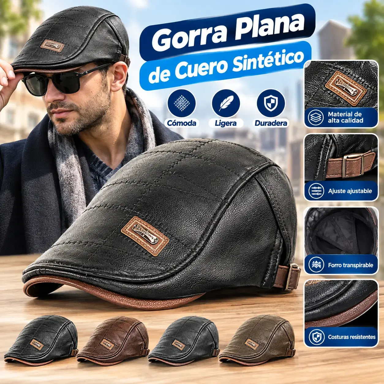 🧢🔥 Boina de cuero genuino con estilo vintage – Calidad premium y diseño atemporal ✨