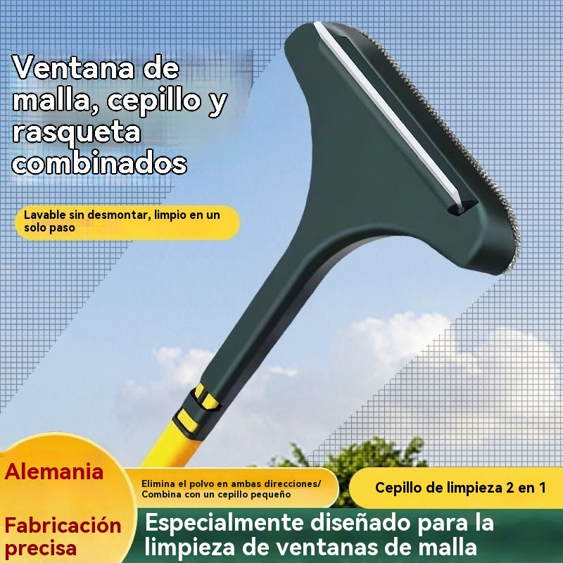 ✨【Compra 1 y llévate 1 gratis】Cepillo para limpiar mosquiteras + cepillo para limpiar cristales. Herramientas de limpieza 2 en 1.