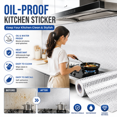 【30cm*10m】🛡️ Lámina Adhesiva de Aluminio Removible – Antigrasa, Resistente al Calor y Fácil de Limpiar