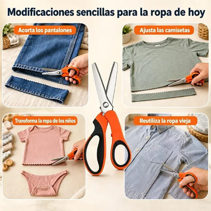 👗✂️ Tijeras de sastre con borde decorativo – Profesionales en corte zigzag y ondulado | Perfectas para telas, patchwork y proyectos DIY