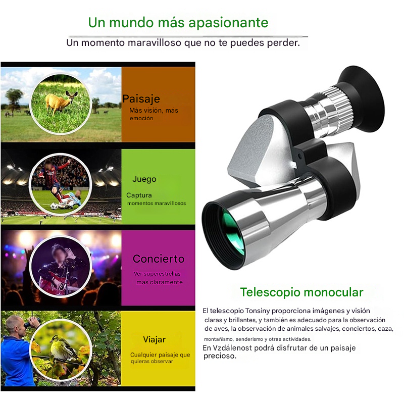 🔭Mini telescopio monocular para teléfono – Telescopio monocular portátil para viajes y observación
