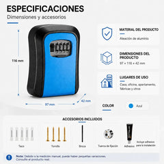 🔐 Caja fuerte para llaves con cerradura de combinación: antirrobo, impermeable, se puede instalar en la puerta sin taladrar 🏠