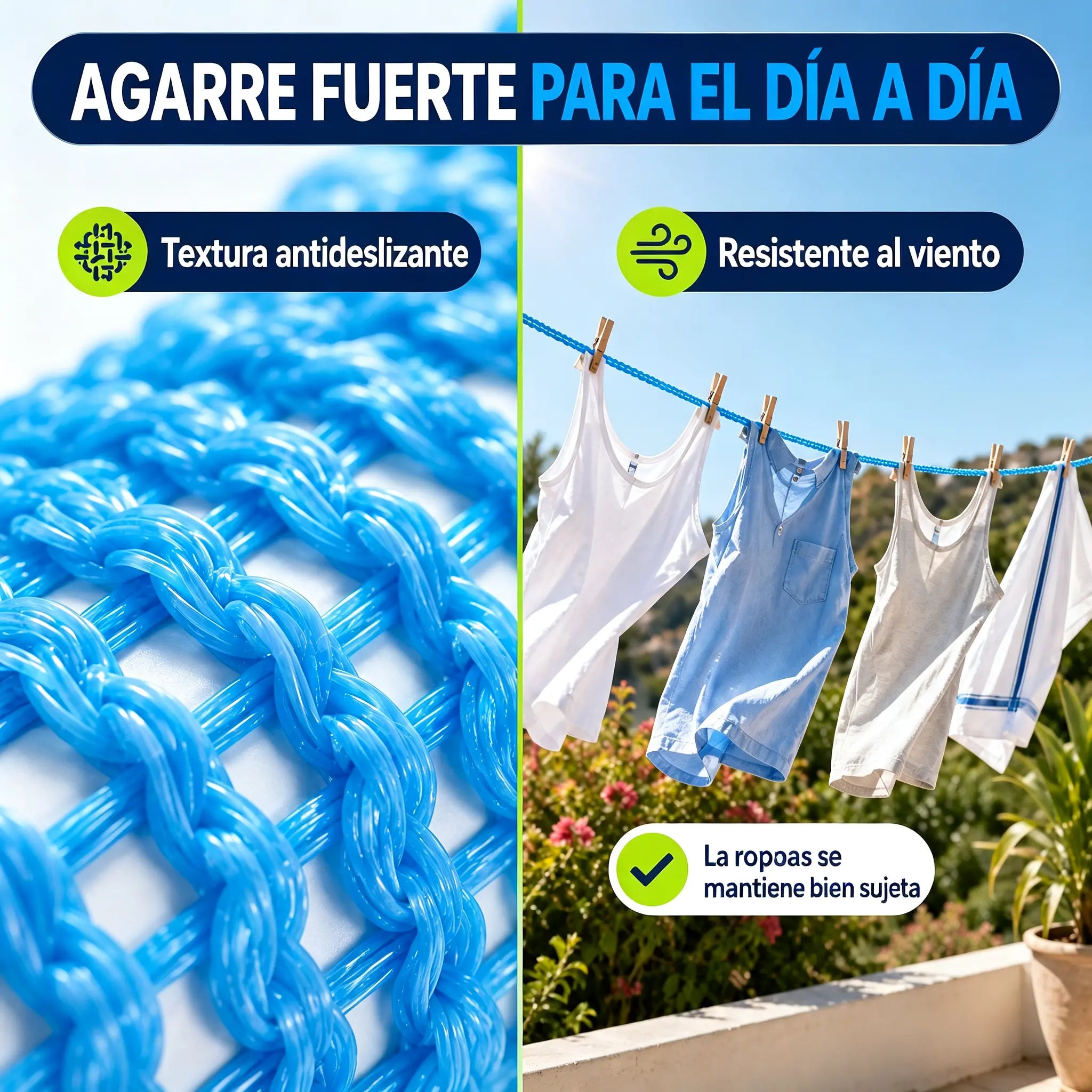 💥【3 piezas】🔗 Tendedero antideslizante y resistente al viento 👕 Evita el caos en la colada con el viento 🌬️