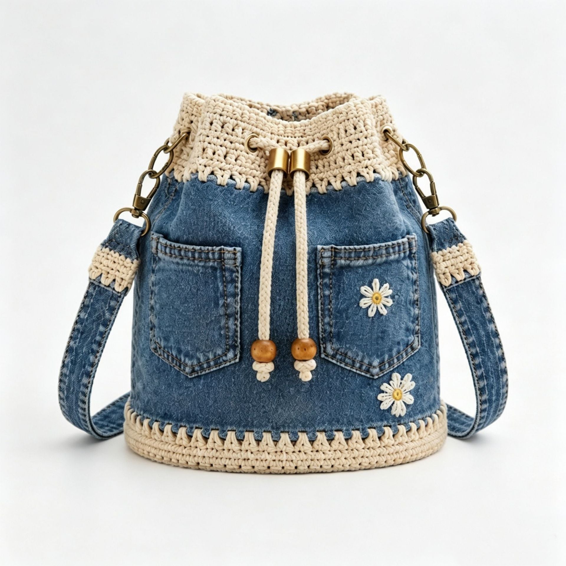 Un bolso de mezclilla tejida estilo bohemio que complementa todos tus looks ✨