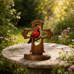❤️✝️Joyas hechas a mano con cruz de gorrión rojo