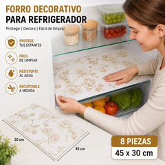 8 piezas🧊🛡️ Protectores impermeables para estantes de refrigerador — Antideslizantes, fáciles de limpiar y aptos para contacto con alimentos — Mantén los estantes ordenados y frescos ✨