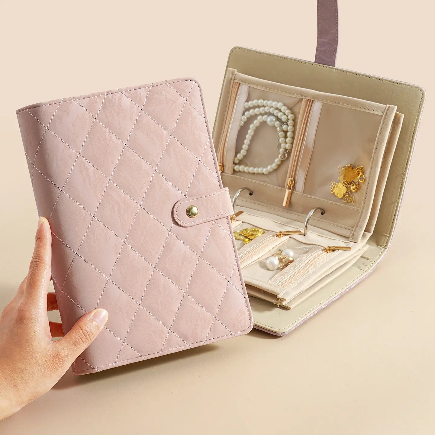 🔥📢 ¡Disfruta ahora de un 50% de descuento! 💎✨ Elegante y portátil organizador de joyas con múltiples compartimentos internos.
