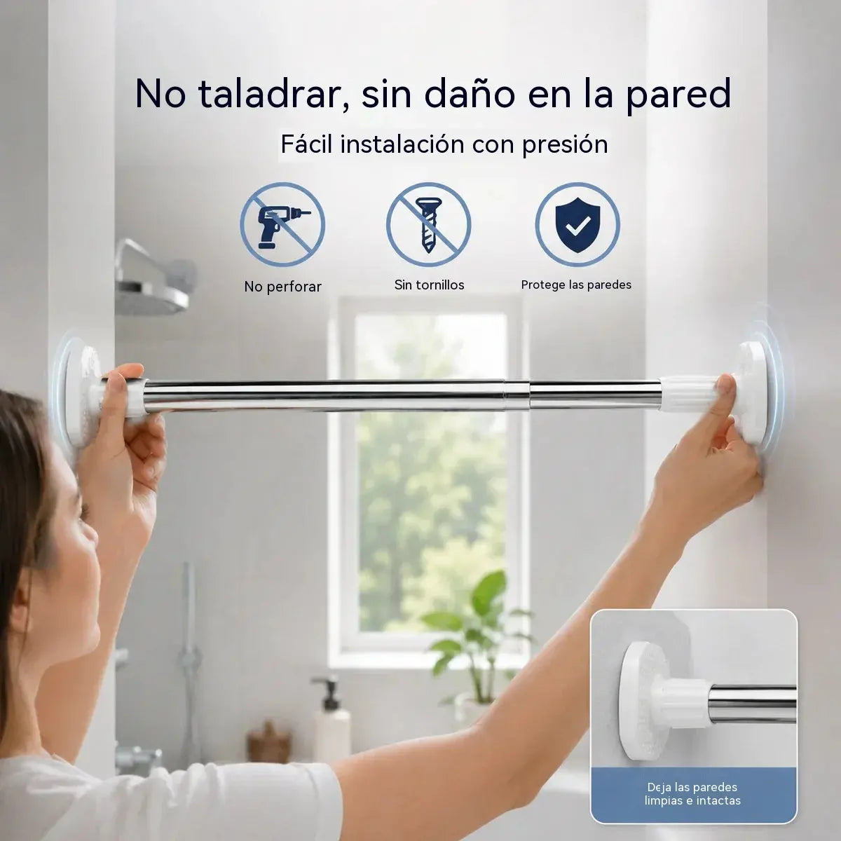 【130-240 cm, capacidad de carga de 100 kg】🏠 ✨ Esta barra telescópica ajustable multifuncional ofrece una excelente estabilidad y es ideal para colgar cortinas, ropa y mucho más.