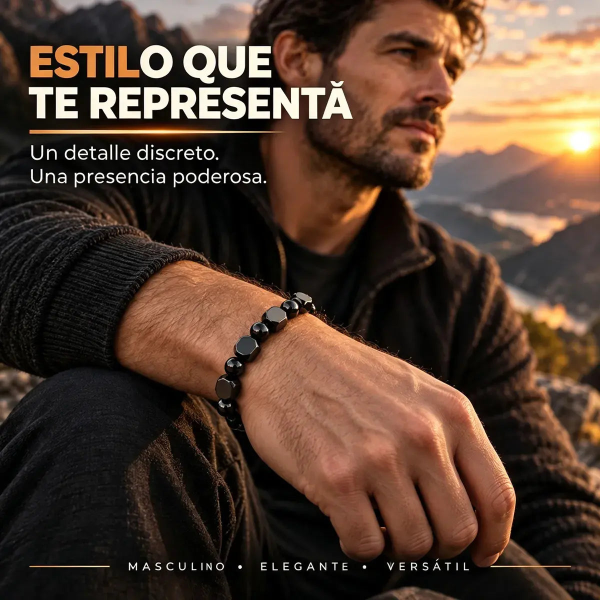 🖤 Pulsera de Obsidiana para Hombre | Brazalete de Cuentas de Piedra Natural | Protección contra Energías Negativas y Energía Positiva 🛡️✨