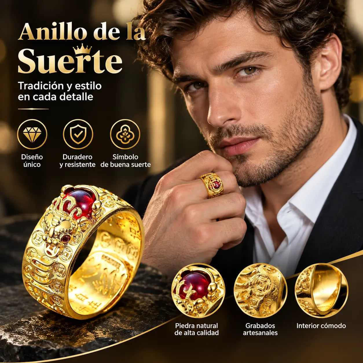 🔥Compre 1 y obtenga 1 gratis（2 piezas）💖Anillo de plata 999, estilo retro unisex con amuleto de la suerte Pixiu, fuerte y de moda.