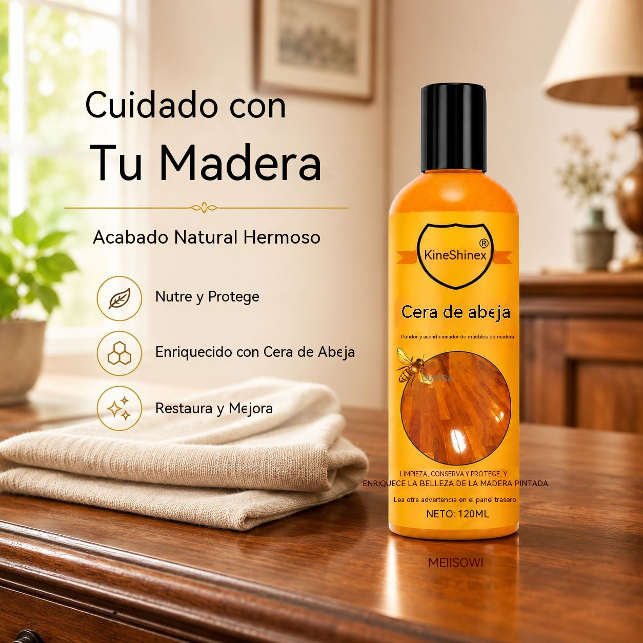 ✨Compra uno y llévate otro gratis: aceite de cera de abeja multiusos para el cuidado de la madera (con esponja).