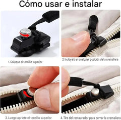 🔥（40 piezas）🎁Reparador de cremalleras universal: cabezal extraíble para una reparación rápida y sencilla de la cremallera.