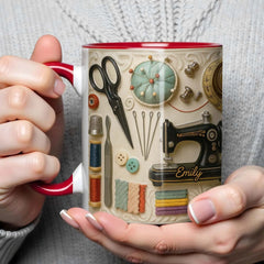 🧵☕Šivalni vrček: Popolno darilo za ustvarjalne duše, ki rade šivajo