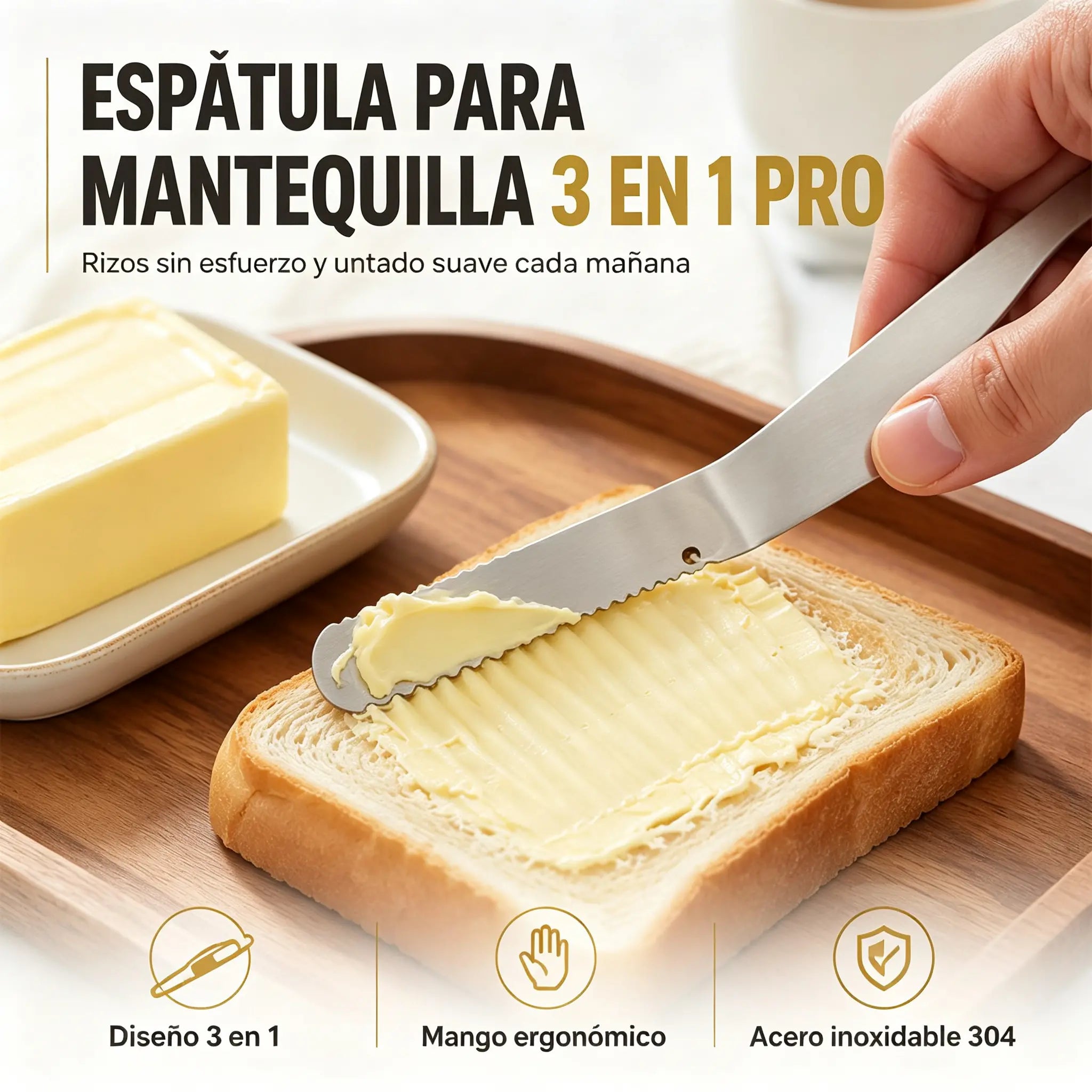 🧀【¡Compra uno, consigue uno gratis!】✨ Cuchillo de Mantequilla 3 en 1 de Acero Inoxidable 304 | Untador y Serrado para Queso, Pan y Tarta | Profesional 🔪