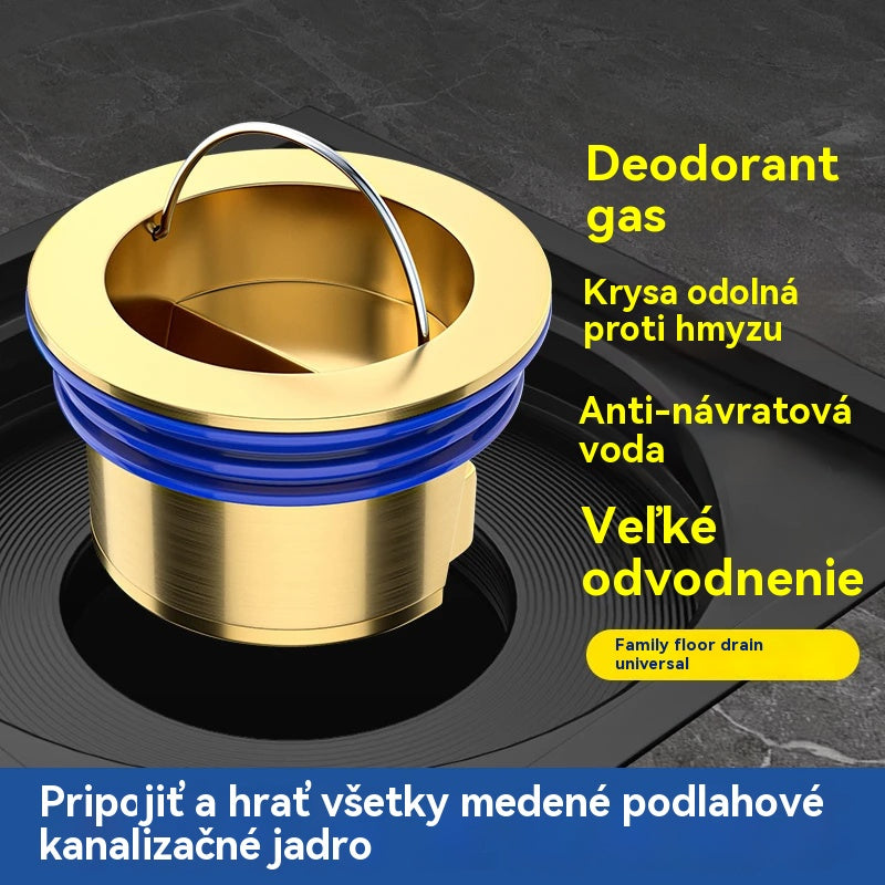 🔥Kúpte 1, získajte 1 ZADARMO!🔥 Univerzálny mosadzný podlahový odtok s protizápachovým deodorizačným jadrom 🚿✨
