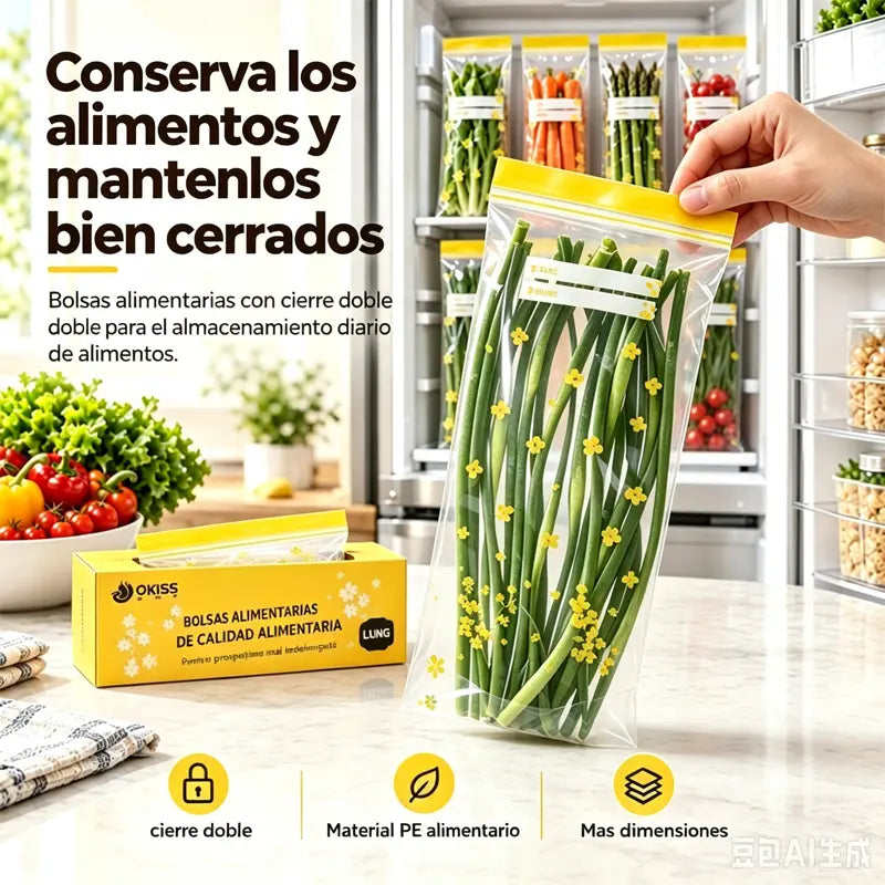 🎁 Compra 1 y llévate 1 (30 unidades en total) 🥦🥩 | Bolsas de Conservación con Doble Sellado Hermético, Extra Gruesas y Resistentes, Antifugas – Aptas para Congelador y Microondas