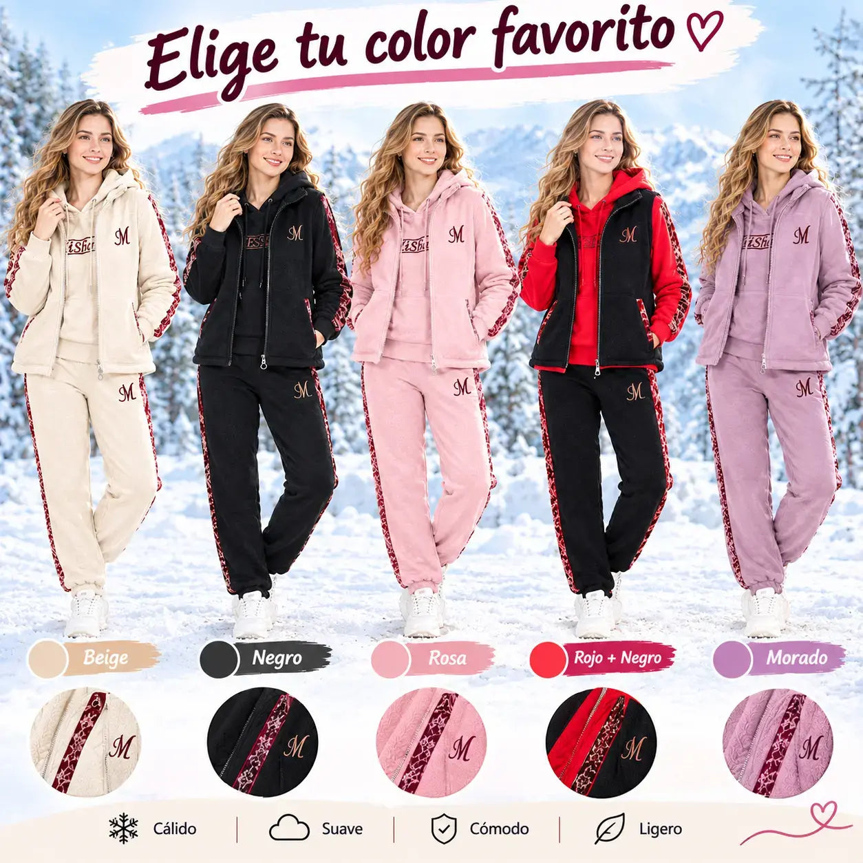 🔥【pantalón + suéter + chaqueta】Nuevo conjunto deportivo y casual de otoño/invierno 2026, acolchado y grueso.