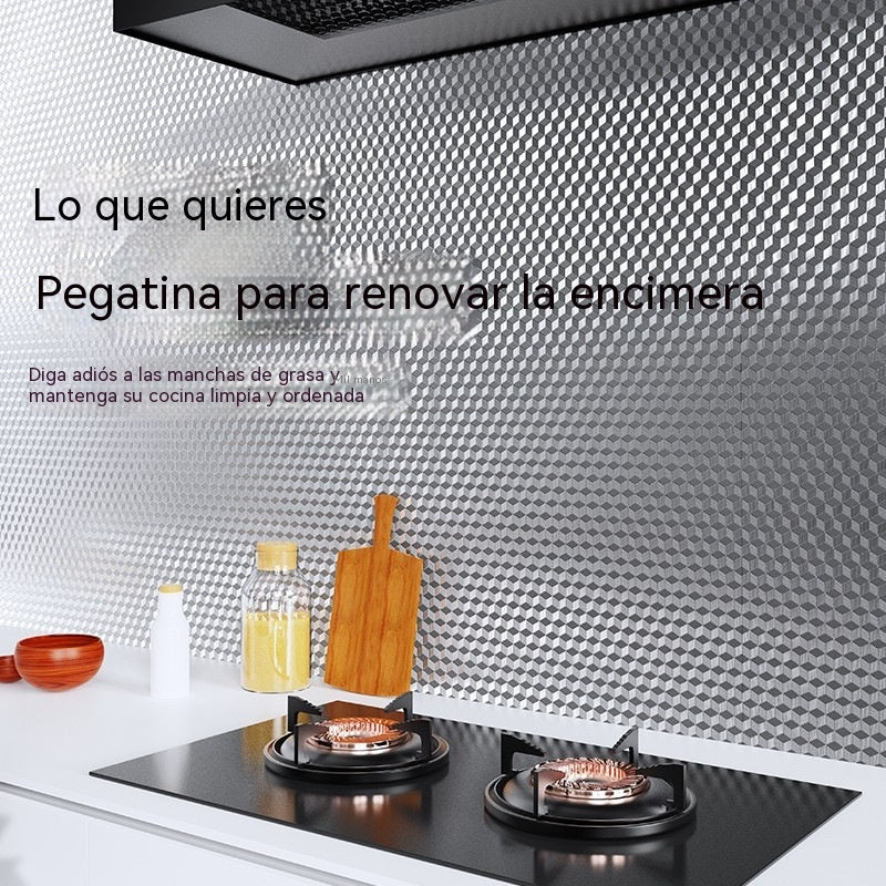 【40cm*5m】🛡️ Lámina Adhesiva de Aluminio Removible – Antigrasa, Resistente al Calor y Fácil de Limpiar