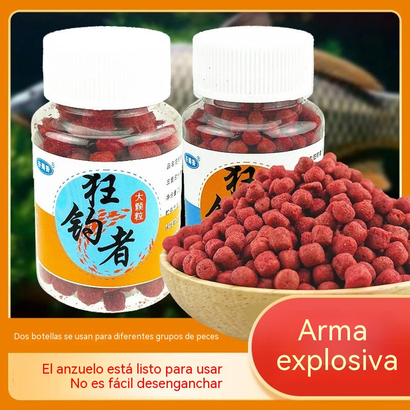🔥🔥【10 piezas】(5 botellas de granulado grande + 5 botellas de granulado pequeño)Pellets de Cebo de Proteína Animal Fresca