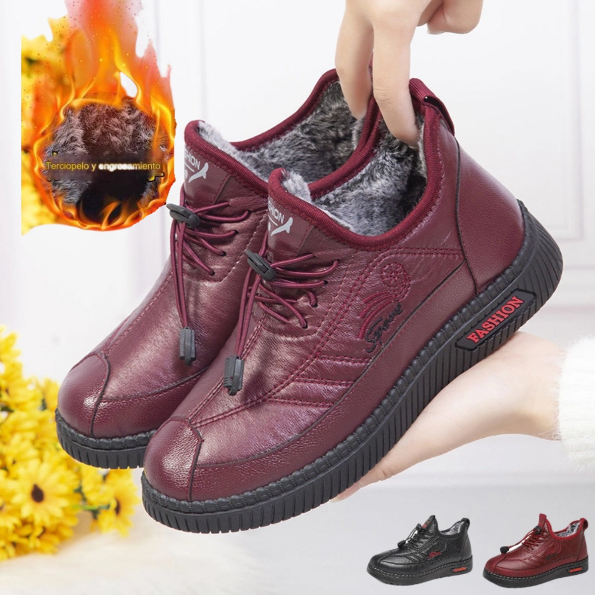 🔥【35-41】2025 Otoño e Invierno nuevas botas de cuero suave antideslizantes cálidas de cuero suave y terciopelo para mujer