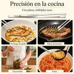 🥩🔥 Juego de 4 Pinzas de Cocina de Acero Inoxidable de Alta Calidad – Ideales para Asar, Cocinar y Servir – Diseño Ergonómico y Antideslizante 🍳