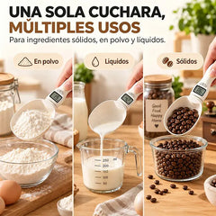 🍴⚖️ Cuchara Dosificadora Electrónica de Precisión – Báscula Digital con Pantalla LCD, Desmontable y con Escala para Leche y Alimentos 🥄