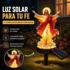 🔥 Estatua de jardín de Jesús iluminada con energía solar