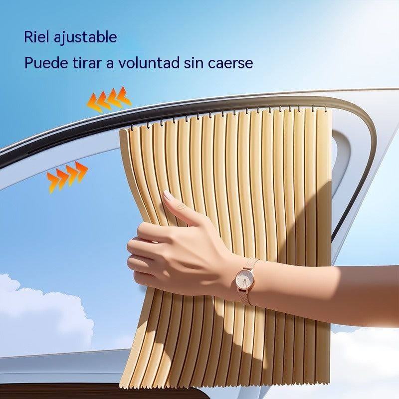 🔥【Juego de 4 piezas】 Parasol para ventanilla de coche con riel deslizante y función de aislamiento térmico.