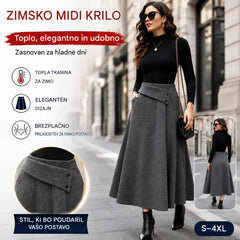 👗🎀【S-4XL】Jesensko/zimsko volneno midi krilo