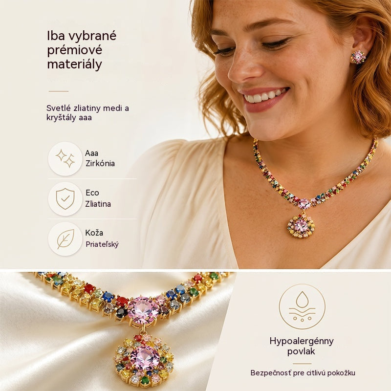 💎 ✨ Sada trblietavého náhrdelníka a náušníc s kubickým zirkónom: nadčasová elegancia, perfektný darček, ideálny na svadby, večierky alebo ako každodenný luxusný doplnok 💍