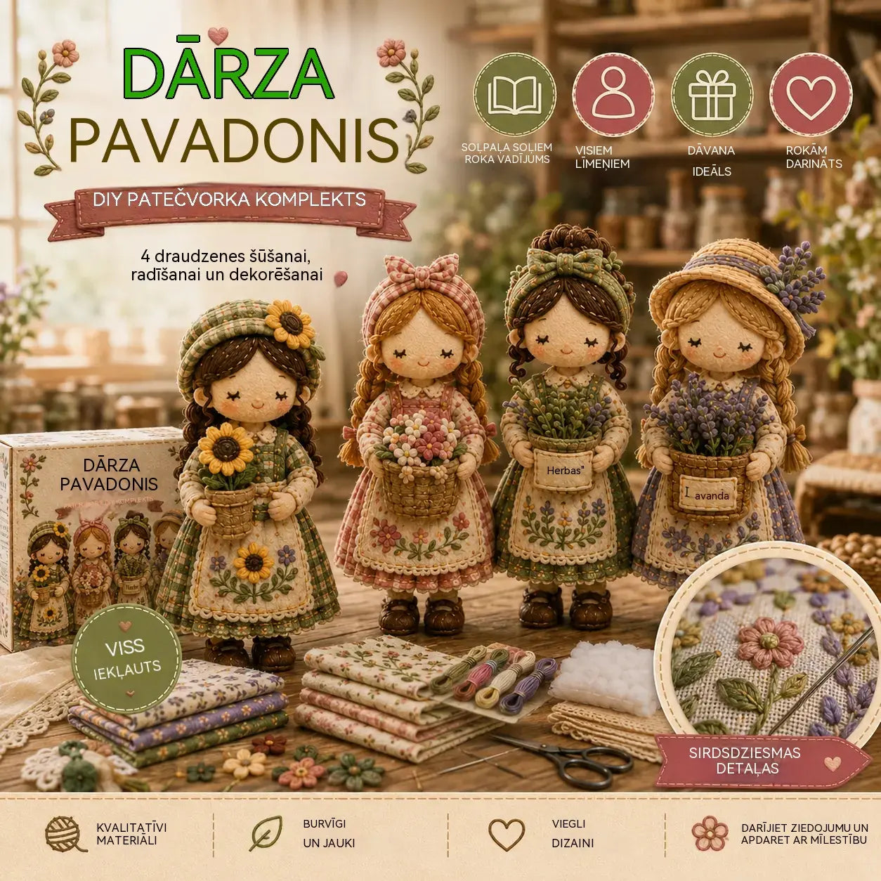 🎁 Pēdējā diena: Izmanto 49% atlaidi! 🧵 Pašrocīgi veidojams miniatūrs "patchwork" (tekstila mozaīkas) komplekts no sērijas "Miniature World".