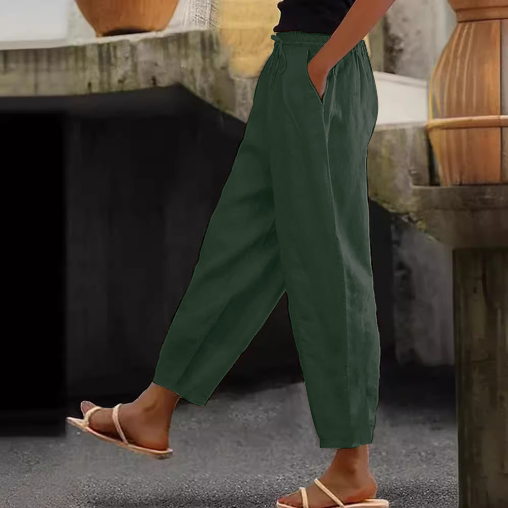 😍💕Último día de rebajas: 50% de descuento💕Pantalones casuales de algodón y lino para mujer